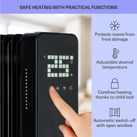 Klarstein Sanford Smart Oil Radiator 2500 W Power Weekly Timer LED Display Touch Panel Klarstein App 4 Klarstein Sanford Smart Oil Radiator 2500 W Power Weekly Timer LED Display Touch Panel Klarstein App - Image 4