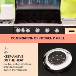 Klarstein Jersey Outdoor Kitchen Gas Barbecue 20.7 KW 5+1 Burners Mobile Rain Protection -Outlet Klarstein Devices Store 93968511 3