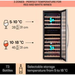 Klarstein Vinamour 73 Duo Wine Fridge 2 Zones 192 L / 73 Bottles 5-18°C Touch -Outlet Klarstein Devices Store 94381220 3