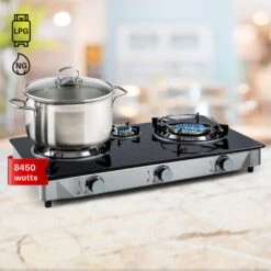 Klarstein Barzona 3 Camping Stove 3 Burners 3.4 KW & 0.75 KW & 4.3 KW Glass Top And Stainless Steel Housing