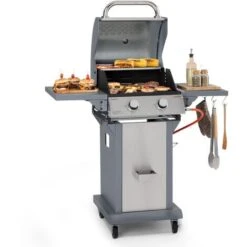 Klarstein Lucifer 2 Gas Grill 2 X 3.6 KW Burners 45x45cm Barbecue Stainless Steel Mobile