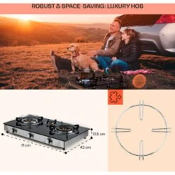 Klarstein Barzona 3 Camping Stove 3 Burners 3.4 KW & 0.75 KW & 4.3 Glass Top & Stainless Steel Housing -Outlet Klarstein Devices Store 95821231 5