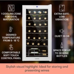 Klarstein Shiraz 28 Uno Wine Fridge 74 Litres 28 Bottles Touch Control Panel 5-18°C -Outlet Klarstein Devices Store 96265751 2