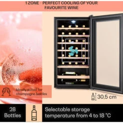 Klarstein Barossa 29 Uno Wine Refrigerator 1 Zone 88 Litres / 28 Bottles Touch Display -Outlet Klarstein Devices Store 96890184 3