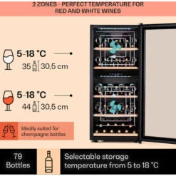 Klarstein Vinamour 66 Duo Wine Fridge 2 Zones 204 L / 79 Bottles 5-18°C Touch -Outlet Klarstein Devices Store 97224518 3
