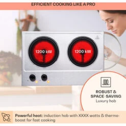 Klarstein Ramsey Double Hob 2400 W 11 Power Levels Glass Ceramic -Outlet Klarstein Devices Store 97224563 3